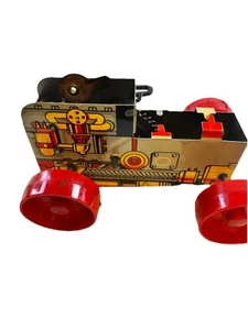 Vintage Tin Wind-Up Toy Car Chassis Robot Style – Works! Red Wheels Japan Era - Picture 1 of 9