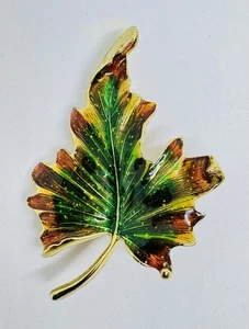 Vintage Monet Herbst Herbst Ahornblatt Emaille Brosche Anstecknadel goldfarben Modeschmuck - Bild 1 von 9