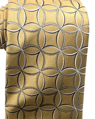 Corbata de seda Ermenegildo Zegna RECIENTE para hombre moderna de lujo círculos dorados Italia MODERNA Foto 1 de 4