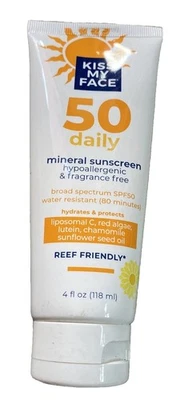 Kiss my face Mineral Sunscreen SPF 50 Daily hypoallergenic 4oz Reef Friendly - Image 1 of 4
