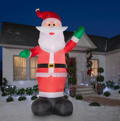 20 ft Giant Lighted Waving Santa Airblown Christmas Decoration Inflatable