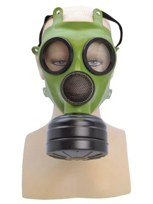 Gas Mask~Fancy Dress Hazmat Trench Costume~Green PVC~Filter~Steampunk~Cyberpunk - Image 1 of 4