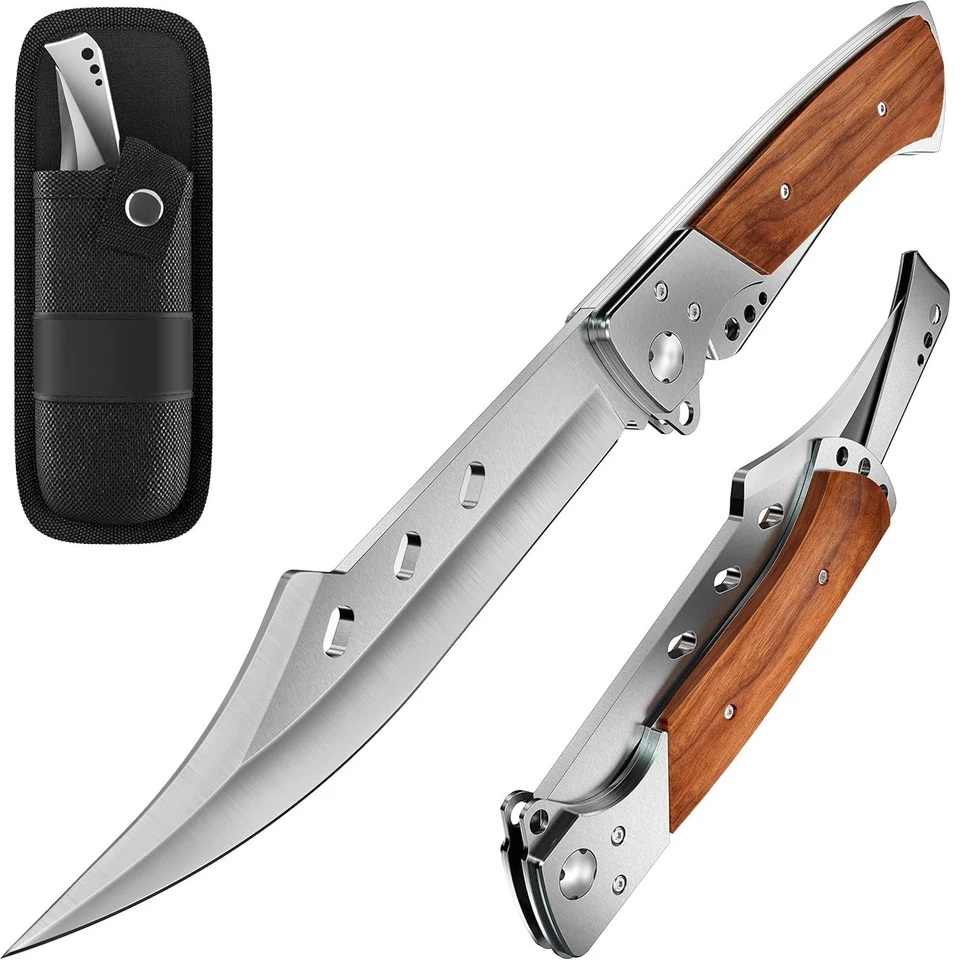 Grand Way Hunting Folding Knife W Rosewood Handle Tactical EDC Pocket Foldable L