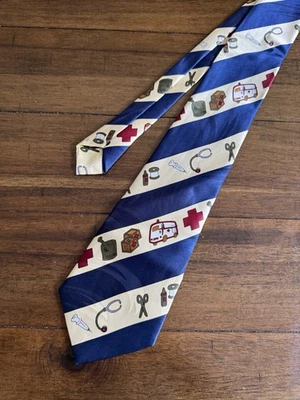Enigma Men's Polyester Necktie,Stripes w/ Medical Design, 3.5" wide x 59" long - Image 1 of 4