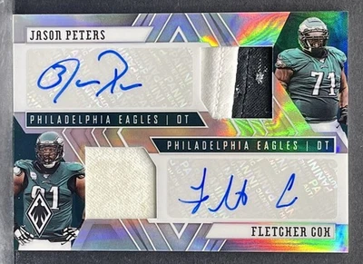Panini Phoenix Jason Peters Fletcher Cox 2020 parche doble automático plateado/50 Eagles Foto 1 de 2