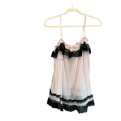 Blusa Babydoll Feminina Victoria's Secret Transparente Média Rosa Renda Coquete Romântico - Imagem 1 de 4