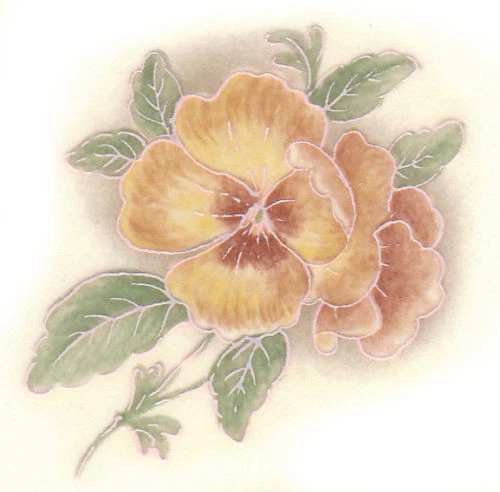 Calcomanías de cerámica pensamiento par pensamientos hojas verdes 2 pulgadas Foto 1 de 1