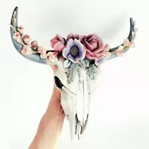 Wall Hanging Decor Head Cow Skull Resin Cow Skull Sculpture Animal 3d Wildlife - Picture 1 of 9