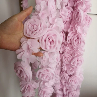 Vestido de novia 3D floral rosa chifón cinta correas borde hágalo usted mismo costura artesanía Foto 1 de 4