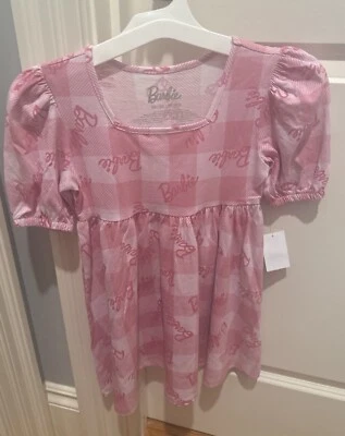 Vestido rosa con logotipo de Barbie para niñas pequeñas talla 4/5 manga corta nuevo con etiquetas Foto 1 de 4