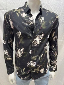 H&M Men's Collection Black Floral Button Shirt size medium NWT - Picture 1 of 10