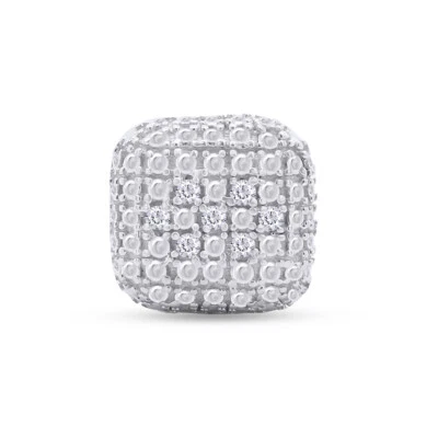 Мужские круглые серьги-гвоздики с натуральным бриллиантом из стерлингового серебра 925 пробы - Изображение 1 из 4