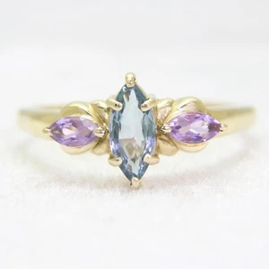 Marquise Unheated Sapphire Amethyst 9ct Yellow Gold Ring size Y 1/2 ~ 12 1/2 - Picture 1 of 7