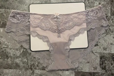 NUEVO CON ETIQUETAS BRAGAS DE BIKINI VICTORIA'S SECRET ANGELS M GRIS ROSA ENCAJE FLORAL MALLA RARAS Foto 1 de 4
