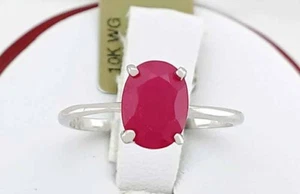 GENUINE 1.35 Cts RUBY SOLITAIRE RING 10K WHITE GOLD - Free Certificate Appraisal - Picture 1 of 7