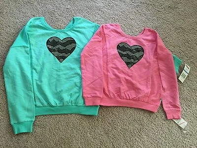 New Guess Girls Embellished Heart Sweatshirt. Size M(10/12), XL(16) - Image 1 of 3