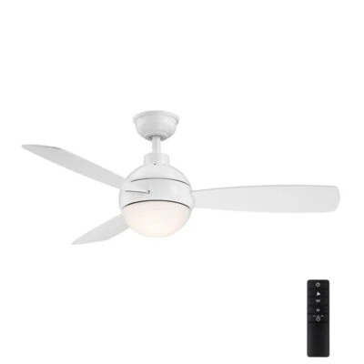 Alisio 44 in. LED White Ceiling Fan with Light and Remote Control, YG768A-WH - Image 1 of 4