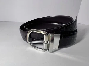 Lauren Ralph Lauren Brown Flat and Embossed Leather Belt 33" - 38" - Picture 1 of 4