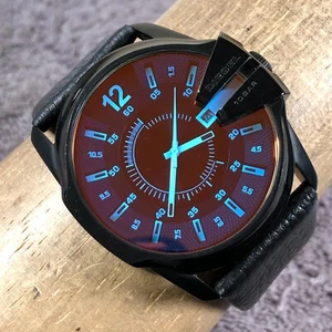 Diesel Master Chef Men DZ-1657 Iridescent Dial 45mm Leather Quartz Watch 7 3/4" - Picture 1 of 13