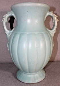 Vintage 1940er Art Pottery Deco Vase matt aquagrüne Glasur 12 Zoll - Bild 1 von 10