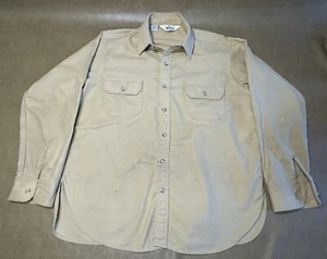 Woolrich Mens XL Tan Long Sleeve Heavy Cotton Button Front Work Shirt - Stains - Picture 1 of 7