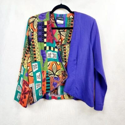 Blazer grande vintage años 80 Cabrais estampado púrpura para mujer Foto 1 de 4