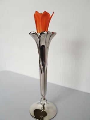 Jarrón vintage de un solo tallo cristal facetado en la base - plateado envío gratuito Foto 1 de 4