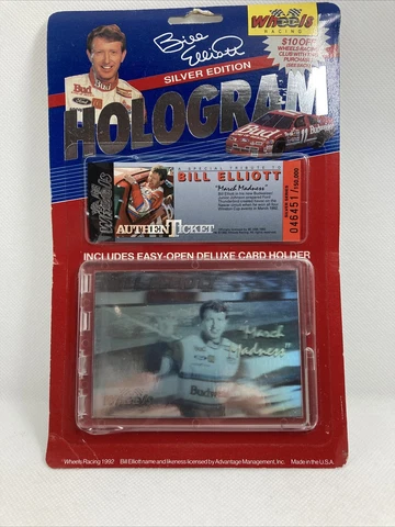 1992 Wheels Racing Platinum Edition Bill Elliott Hologram Card Ticket Winston Cover