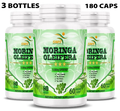 Extracto Orgánico Hoja Moringa Oleifera 10.000mg Porción 100% Puro 180 Cápsulas Foto 1 de 4