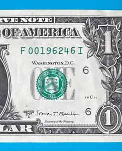 1962 April 6 : F 00196246 I BIRTHDAY Note $1 One Dollar Bill (_ _ 1962 / 4 / 6 ) - Picture 1 of 3