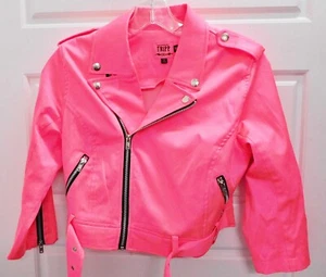 Vintage TRIPP NYC Daang Goodman Pink Stretch Grunge Biker Jacket Woman Medium - Picture 1 of 5