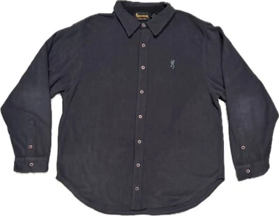 Browning Men’s XL Gray/Black Fleece Button Up Polyester Shirt Hunting - Image 1 of 4