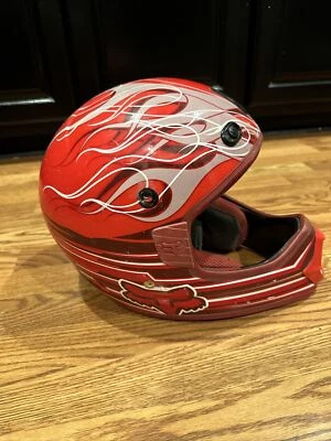 Fox Tracer Pro Motocross Racing Red Flames Helmet Red 57-58cm Med - Image 1 of 4