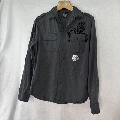 MMA Elite серый/черный длинным рукавом на пуговицах вышитая графическая рубашка средний - Изображение 1 из 4