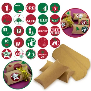 DIY Adventskalender Set 24 Boxen Schachteln + 24 Zahlen Sticker Aufkleber Advent - Bild 1 von 1