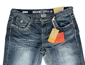 Y2K Low Rise Boot Cut Jeans 2000s Vintage Stretch Bling pocket Flared Embellish - Picture 1 of 11