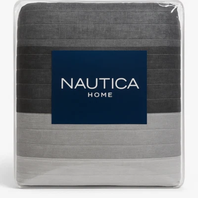 Nautica Bedding 3-Piece Gray Striped Reversible Cotton Full/Queen Quilt Set - Image 1 of 2