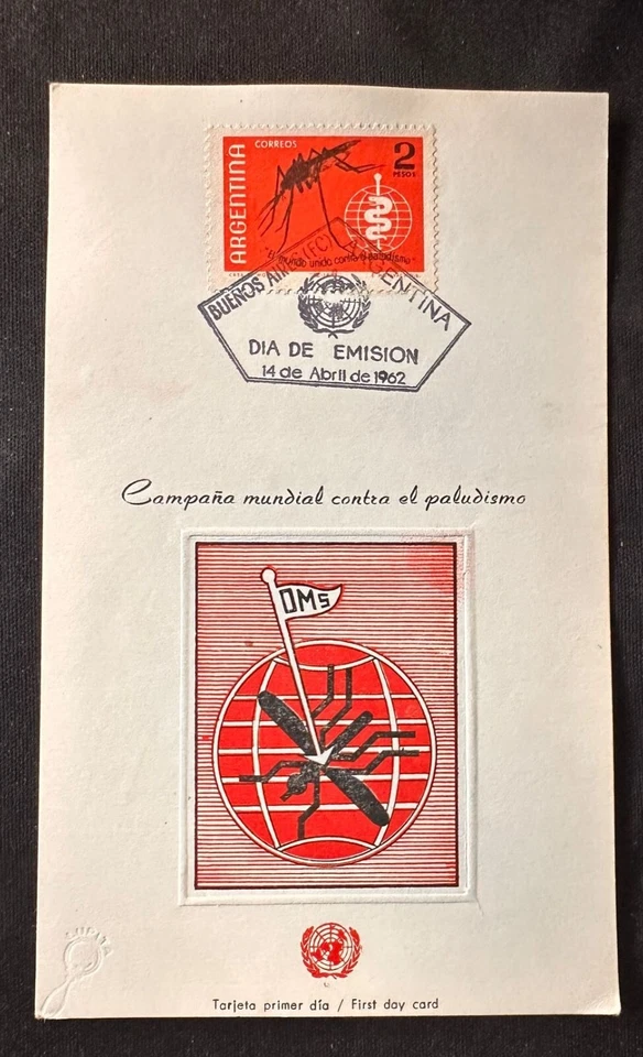 CM) 1962. ARGENTINA. FEMALE TRANSMITTER MOSQUITO. FDC. GLOBAL CAMPAIGN AGAINST M - Image 1 of 1