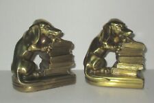 PM Craftsman Solid Brass 2 Pair  BOOKENDS Dogs with  Books  Vintage
