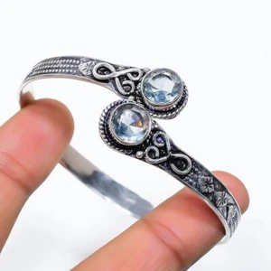 Alexandrite Gemstone Handmade 925 Sterling Silver Jewelry Adjustable Bangle - Picture 1 of 1