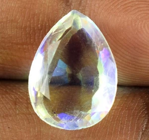 Rainbow Mystic Topaz 8.80 Ct Natural Pear Gemstone Certified B99076 Best Offer - Picture 1 of 7