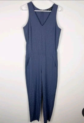Athleta Women Brooklyn Textured Jumpsuit Dusty Blue Tank With Pockets Sz 4 Mgd - Image 1 of 4