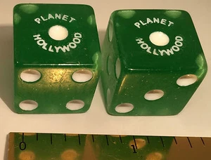 PLANET HOLLYWOOD SOUVENIR DICE GREEN LAS VEGAS NEVADA SOUVENIR DICE FREE SHIP - Picture 1 of 6