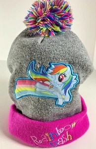 My Little Pony Rainbow Dash Knit Hat Winter Pink/Grey Kids One Size ~HASBRO  - Picture 1 of 6
