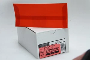 250 #10 4 1/8" x 9 1/2"  Square Flap Envelopes SUB 27 Translucent RED - Picture 1 of 3