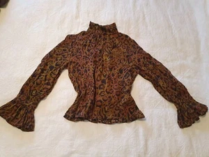 H&M Leopard Print High Neck Blouse Size 8 - 10 AUS/UK - Picture 1 of 10