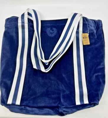 VICTORIAS SECRET PINK Blue Ribbed VELVET VELOUR Shopper Tote Purse GYM BAG NWT - Image 1 of 4