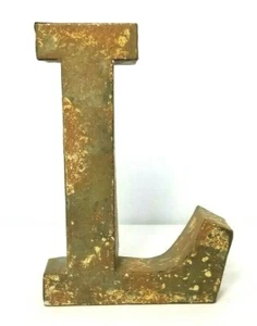 SHEET METAL ALPHABET LETTER "L" RUSTIC 3D WALL PLAQUE or SHELF DECOR. NEW - Picture 1 of 2