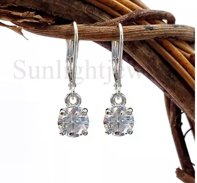 4.50Ct Off White Treated Diamond Solitaire Dangler Earrings Great Shine & Luster - Image 1 of 4
