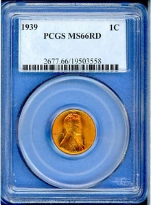 1939 P PCGS MS66RD Lincoln Wheat Cent 1c Penny US Mint Coin 1939-P MS-66-RD - Picture 1 of 3